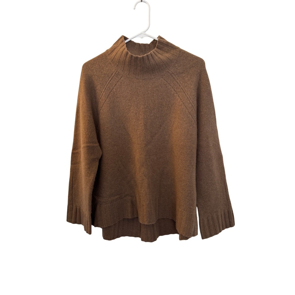 Skull Cashmere Brown Funnel Mock Neck Sweater 100% Cashmere Raglan Relaxed Fit